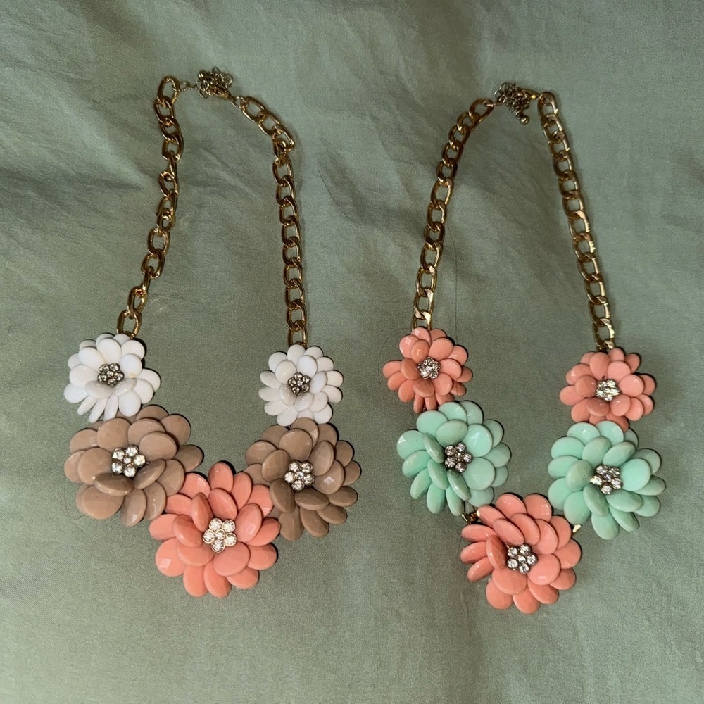 Two Flower Statement Necklaces - image 2